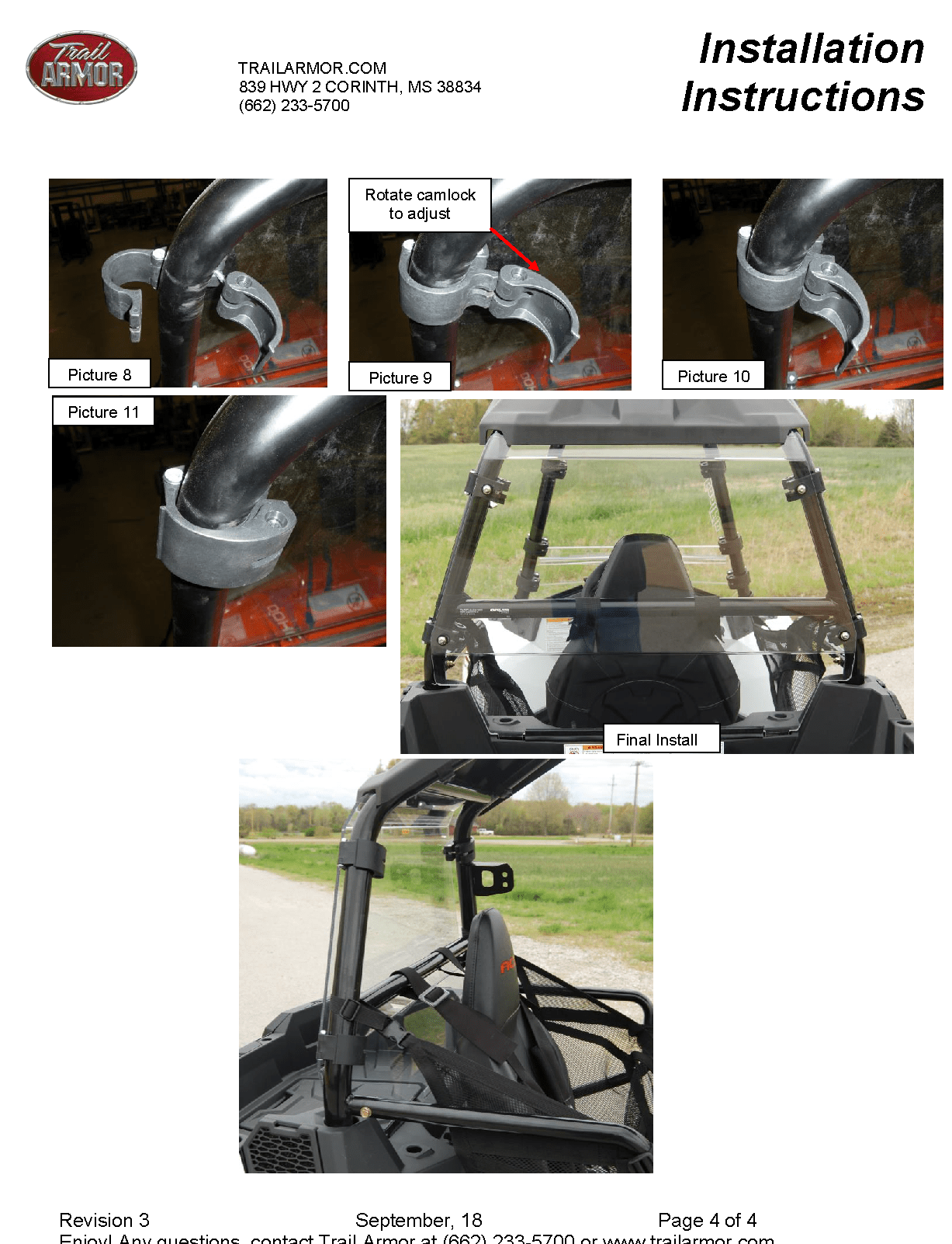 Trail Armor Window Dust Shield for 2014-16 Polaris Sportsman ACE 325 / Rear 570