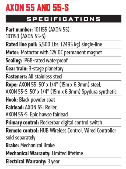 Warn Axon 55-S Powersports 5500 lb. Winch