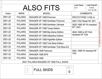 Trail Armor Skid Plates for 2021-22 Polaris Ranger / XP 1000