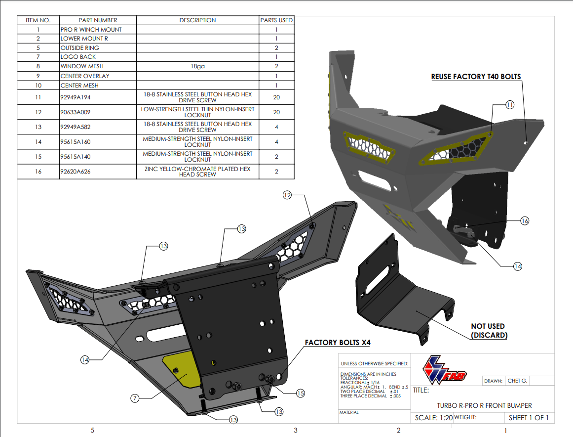 L&W Fab Front Winch Bumper for Polaris RZR Pro R, Turbo R, Pro S