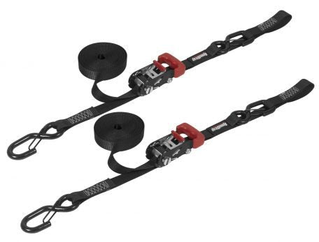 PRP SPEEDSTRAP 1" x 15' Ratcheting Tie Down Straps w/ 'S' Hooks & Soft Ties - 2 Pack