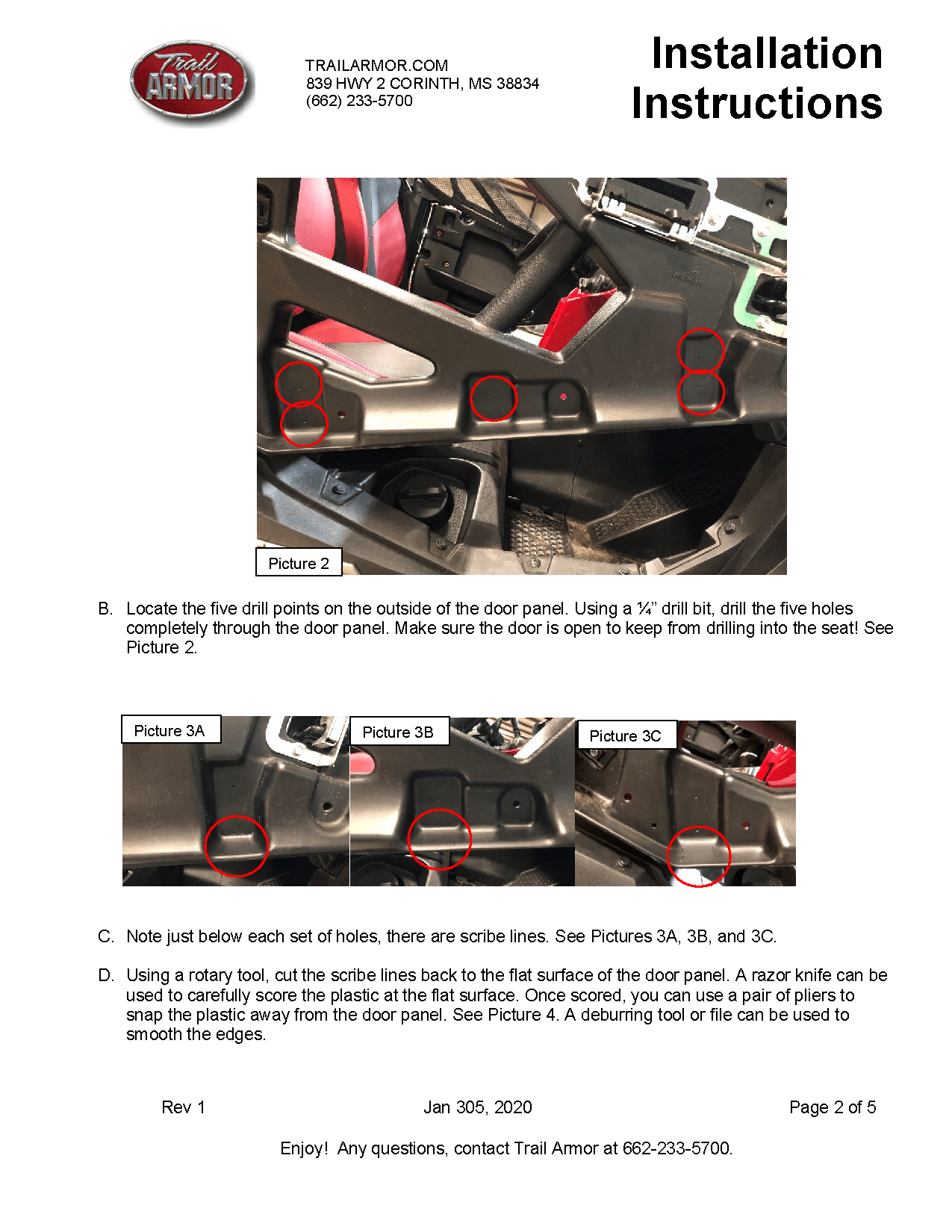 Trail Armor Lower Door Insert Kit for 2019-21 Honda Talon 1000