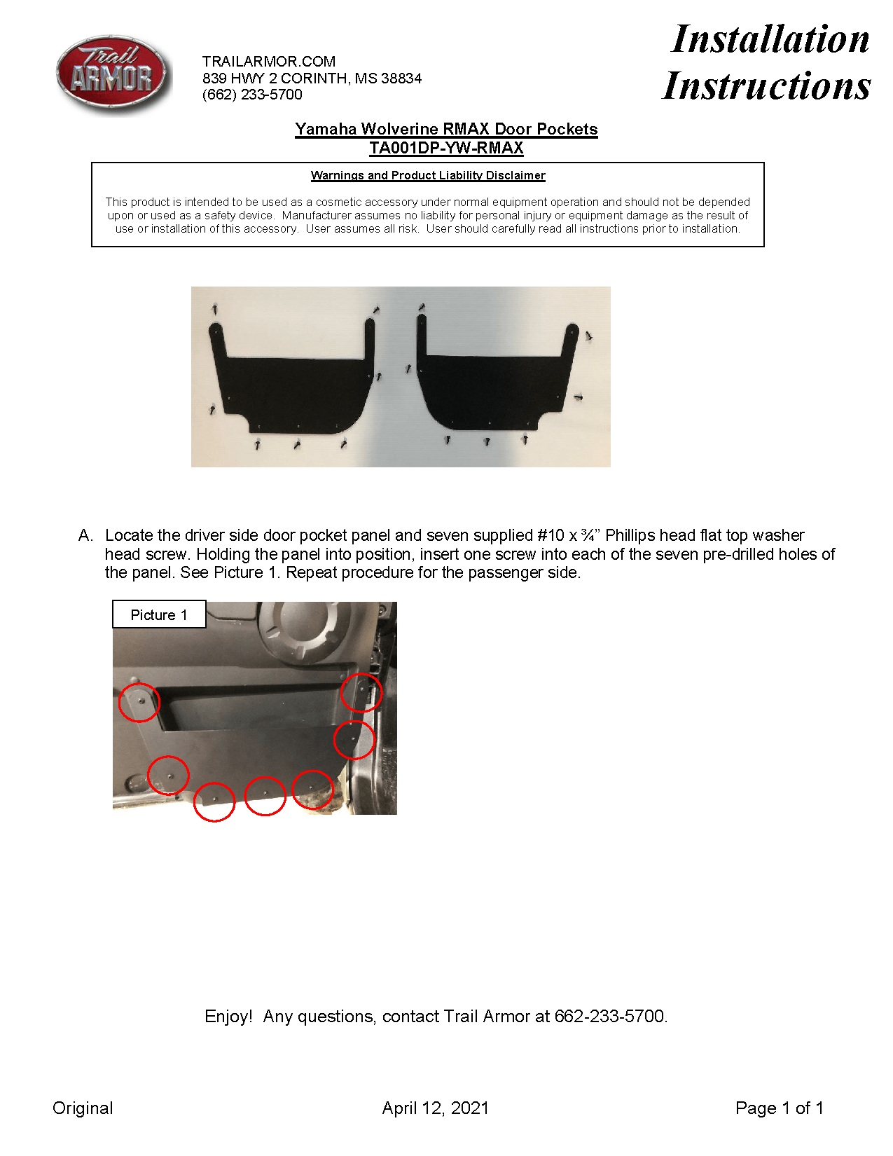 Trail Armor X4 Door Pockets for 2021+ Yamaha Wolverine RMAX2