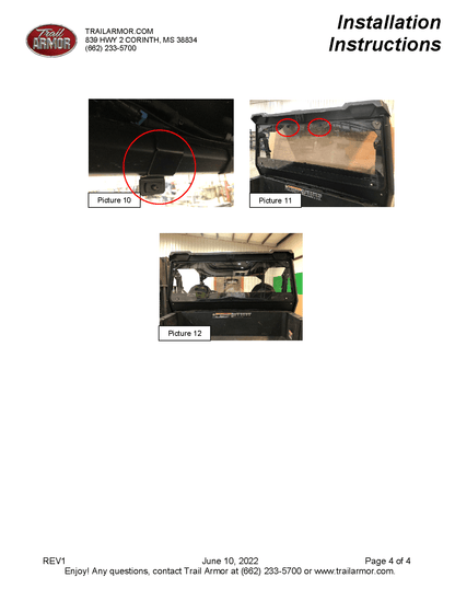Trail Armor Rear Window Dust Shield for 2020-23 Polaris General XP 1000 Model