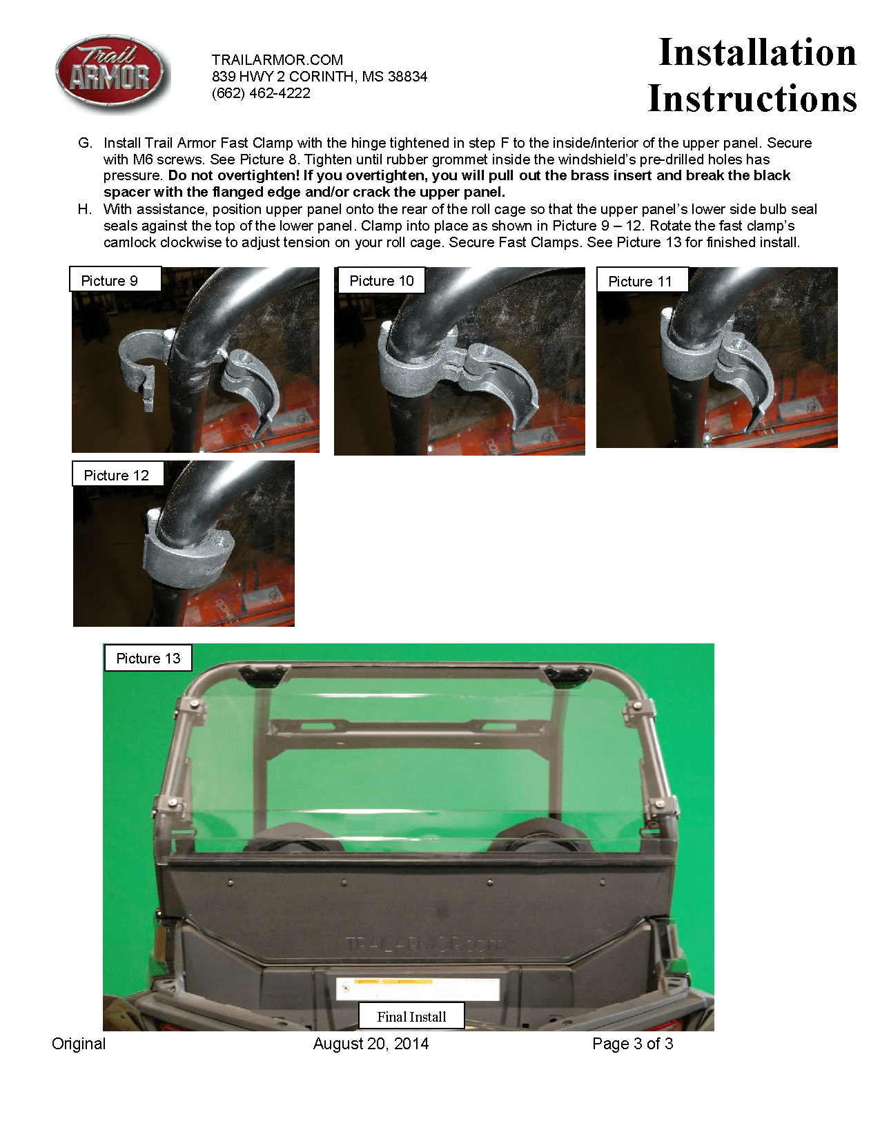 Trail Armor Rear Window Dust Shield for 2015-17 Polaris RZR 900 / RZR TRAIL Model