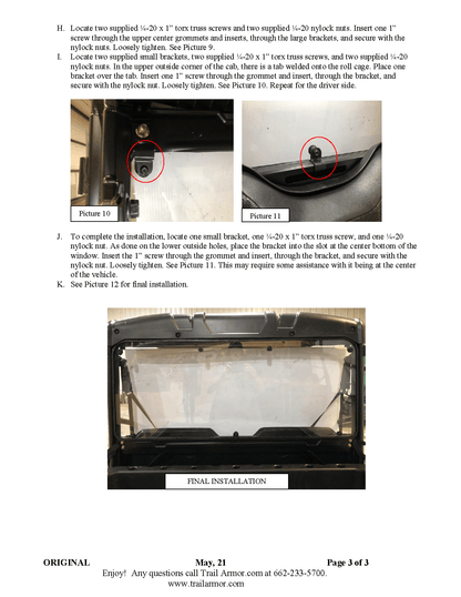 Trail Armor Rear Window Dust Shield for 2017-21 Polaris Ranger Midsize 500 Model