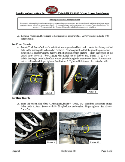 Trail Armor iMpact A-Arm CV Front & Rear Boot Guards UHMW for 2009-14 Polaris RZRS Model