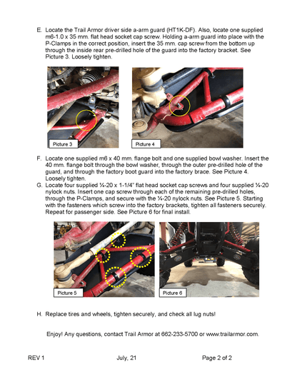 Trail Armor Front A-Arm Impact Guards for Honda Talon 1000 R