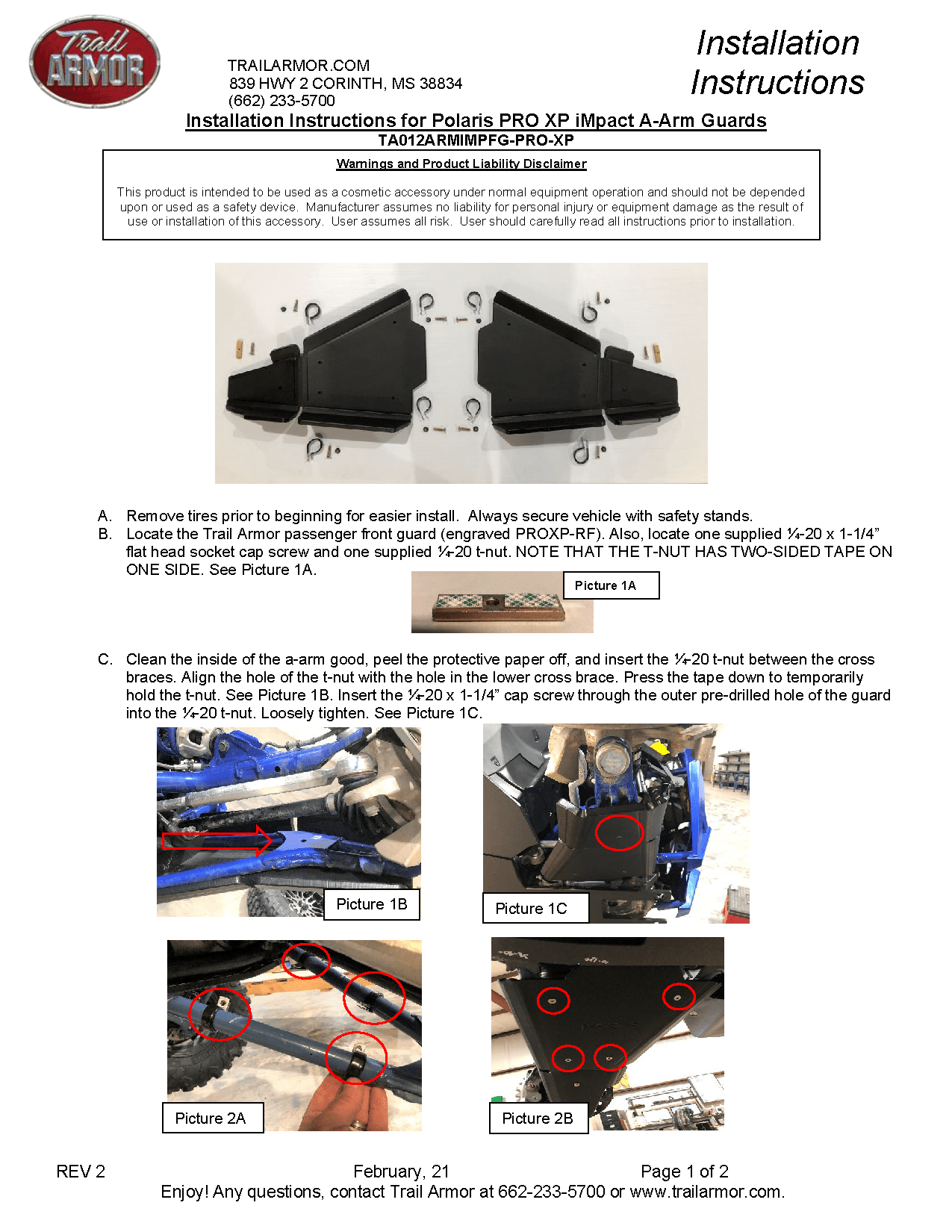 Trail Armor iMpact Front Arm Guards for 2020+ RZR Pro XP