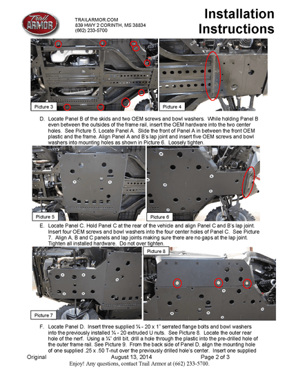 Trail Armor Skid Plates for 2011-14 Can-Am Commander 800 /DPS /XT/ 1000