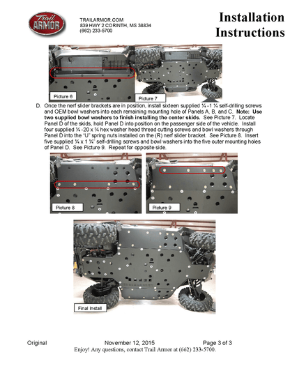 Trail Armor Skid Plates for 2015-20 Can-Am Commander 800/ DPS/ XT /1000