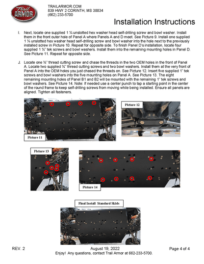 Trail Armor Skid Plate With Rock Sliders for 2017+ Polaris General XP 1000 4