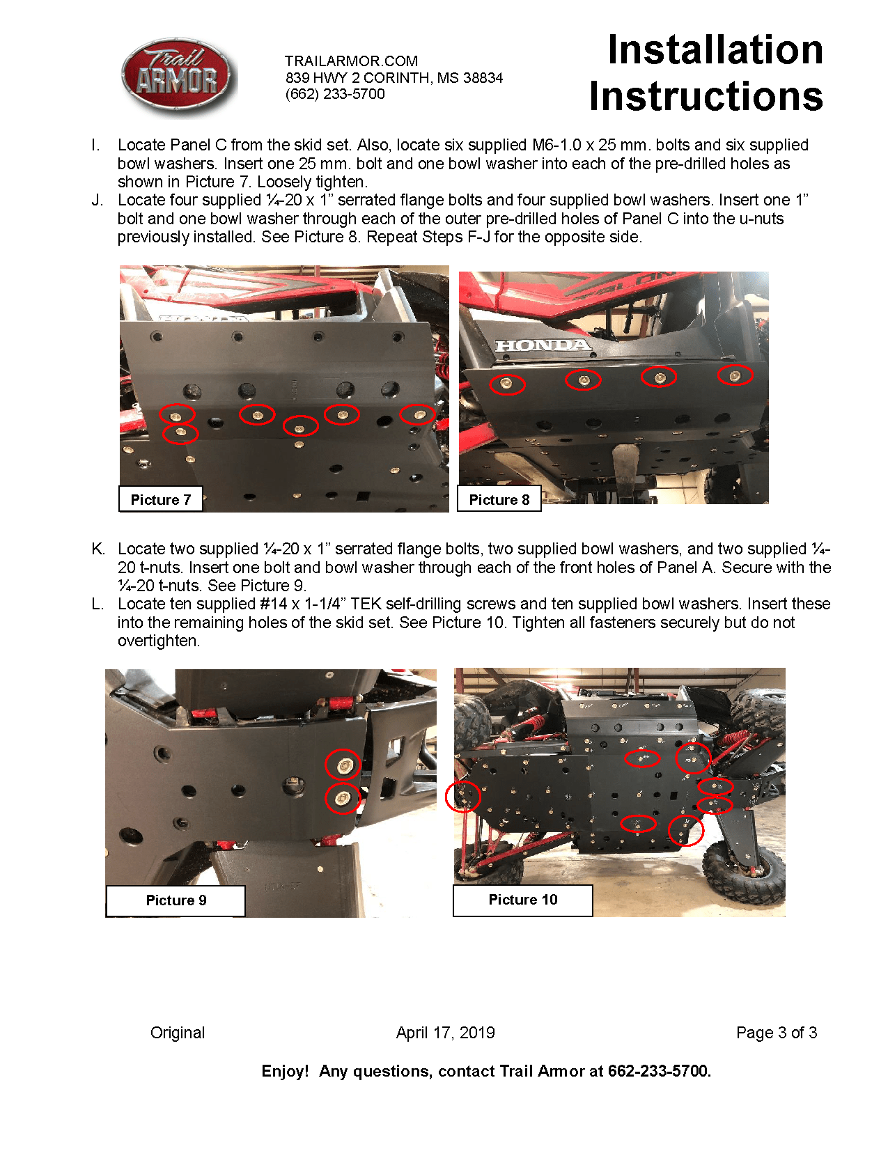 Trail Armor Full Skid Plate for 2019+ Honda Talon X / R