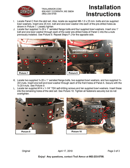 Trail Armor Full Skid Plate for 2019+ Honda Talon X / R