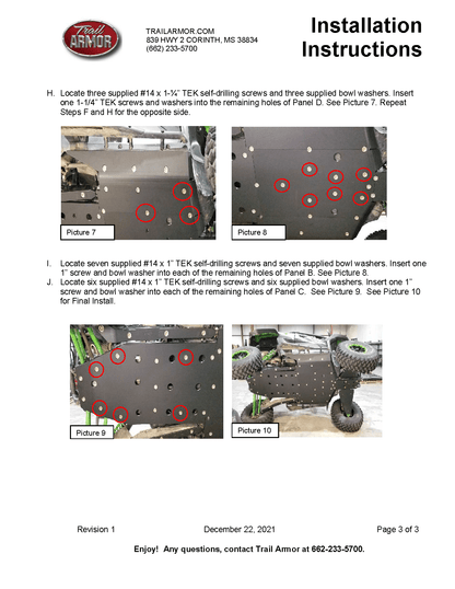 Trail Armor Full Skid Plate for Kawasaki KRX 1000