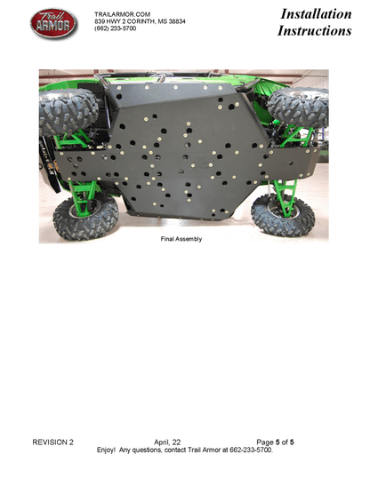 Trail Armor Full Skid Plate for 2012+ kawasaki Teryx / Teryx4