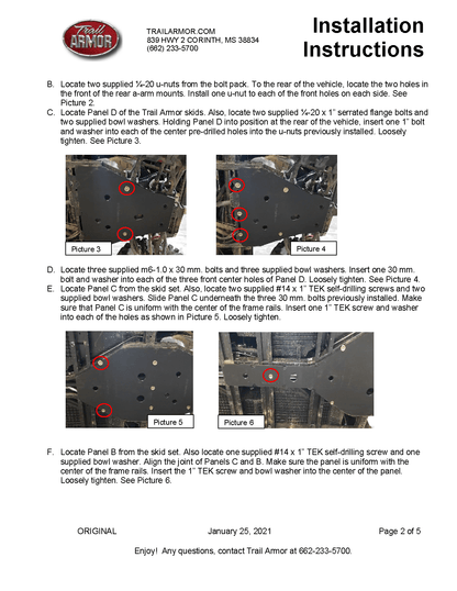 Trail Armor Skid Plates for 2021 Polaris Ranger / XP 1000 Crew