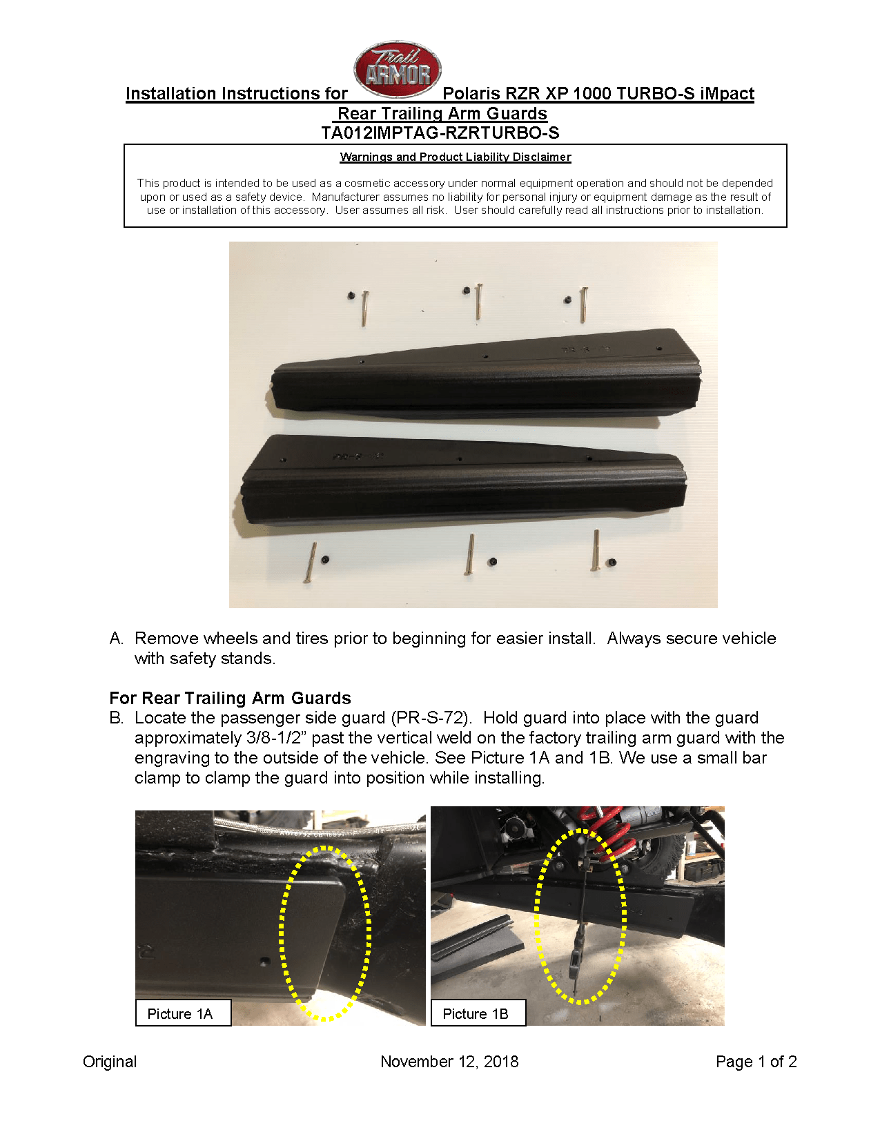Trail Armor iMpact Trailing Arm Guards for Polaris RZR Turbo S