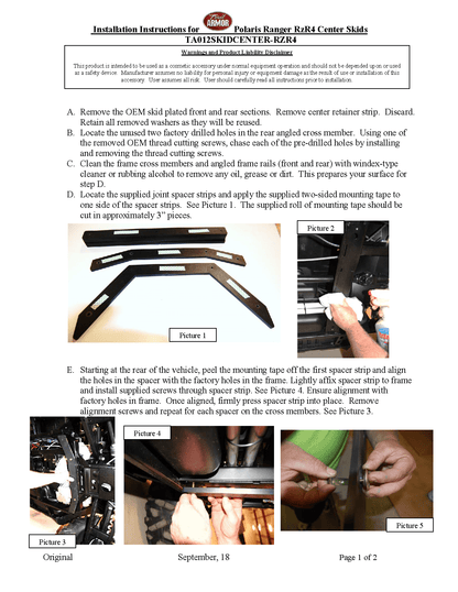 Trail Armor Center Skid for 2008-14 Polaris RZR 4 800