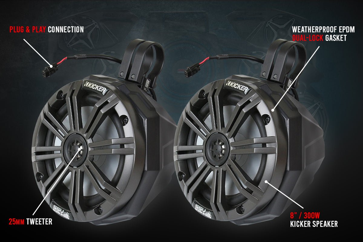 2020-2023 Kawasaki KRX1000 2-Seater Phase X 5-Speaker Kicker Audio-Kit
