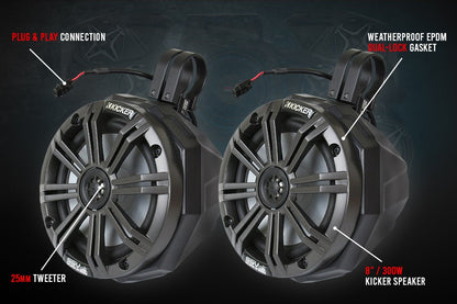 2020-2023 Kawasaki KRX1000 2-Seater Phase X 5-Speaker Kicker Audio-Kit