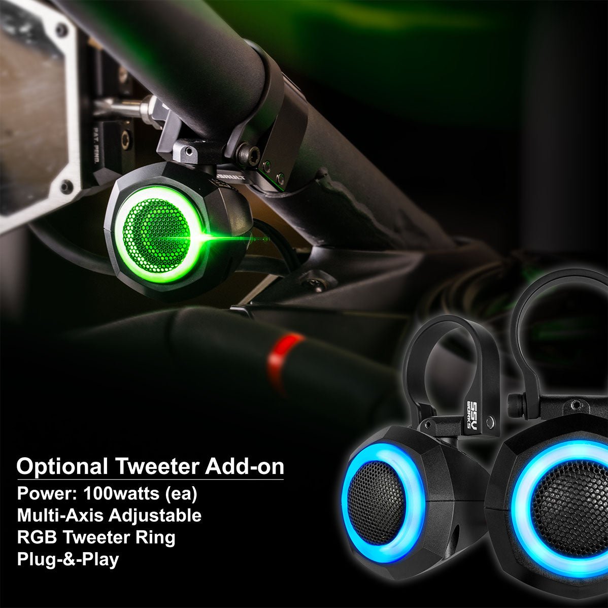 2014-2023 Polaris RZR A-Spec SSV Works 5-Speaker Plug-&-Play Kit with JVC