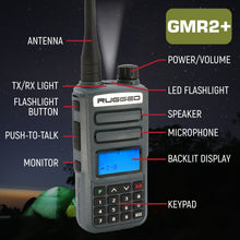 Rugged Radios ADVENTURE PACK - 2 PACK - GMR2 PLUS GMRS and FRS Two Way Handheld Radios with XL Batteries and Long Range Antennas - Grey