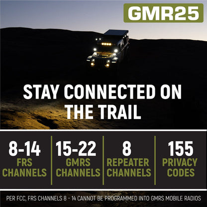 Rugged Radios Adventure Radio Kit - GMR25 Waterproof GMRS Mobile Radio Kit and External Speaker
