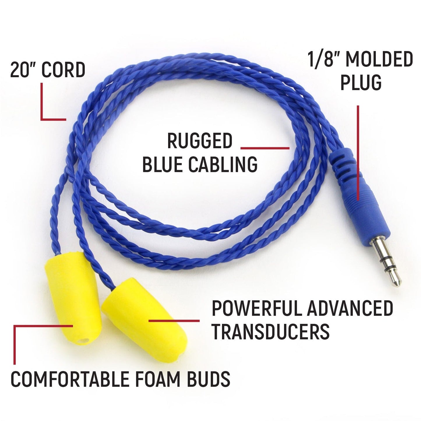 Rugged Radios AlphaBud Foam Earbud Speakers - Mono and Stereo