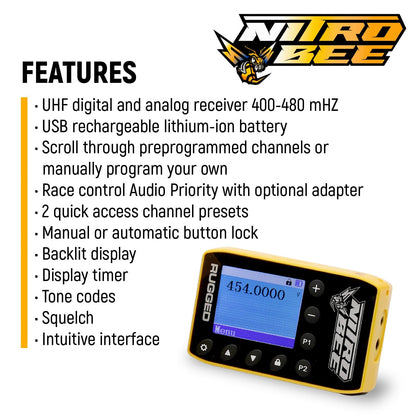 Rugged Radios BUNDLE - H80 Track Talk Linkable Intercom Headset with NITRO BEE XTREME UHF Race Receiver and Carry Bag