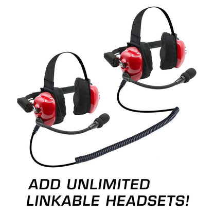 Rugged Radios BUNDLE - H80 Track Talk Linkable Intercom Headset with NITRO BEE XTREME UHF Race Receiver and Carry Bag