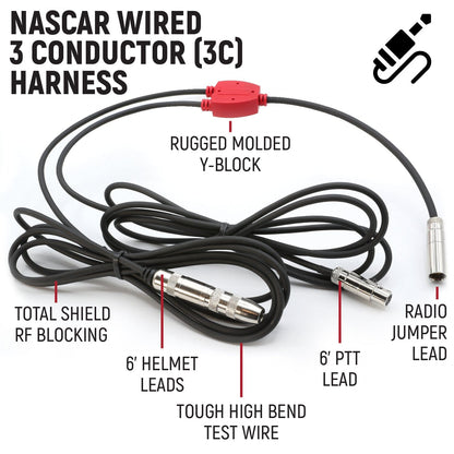 Rugged Radios NASCAR 3-Conductor 3C Circle Track Road Race Car Harness