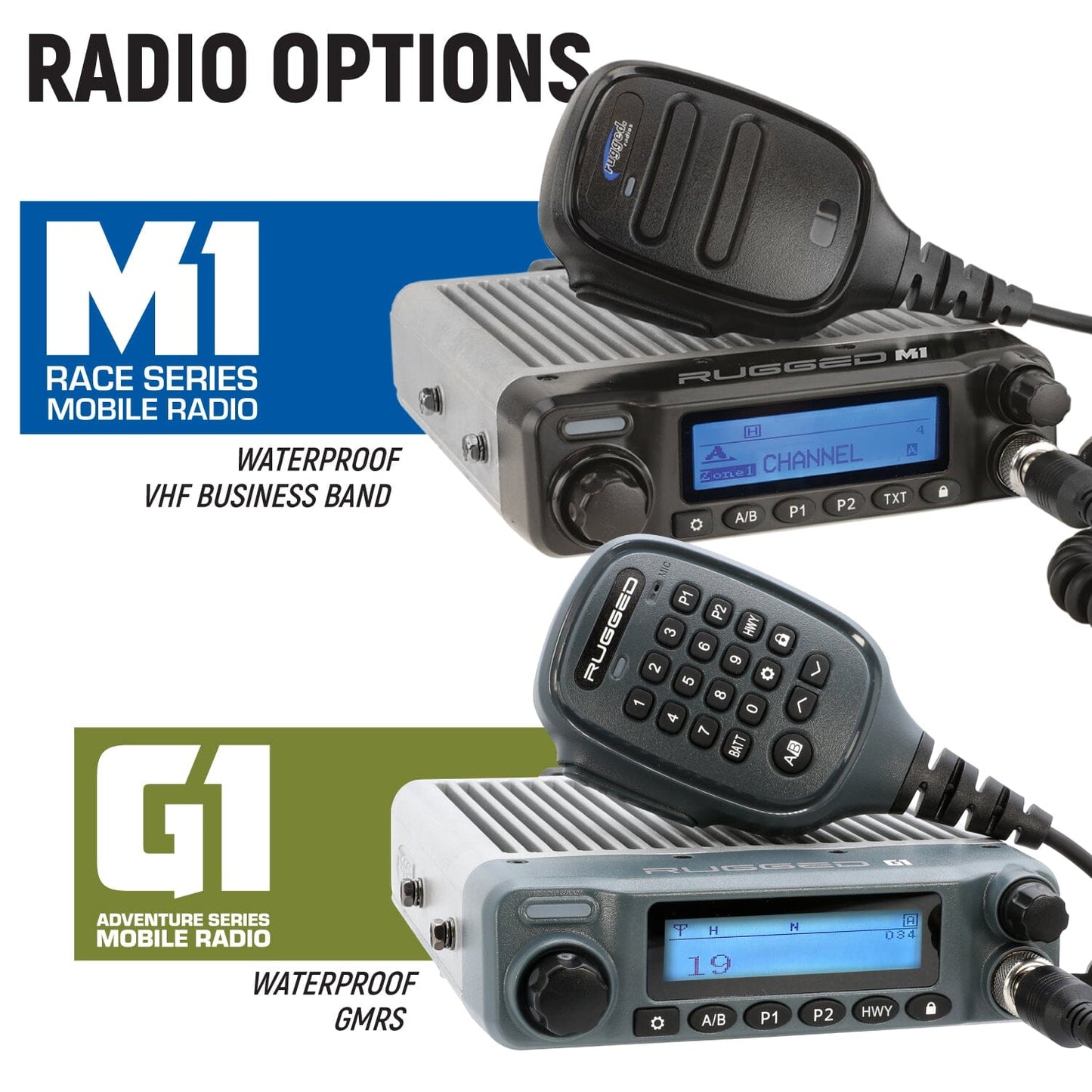 Rugged Radios Polaris RZR XP 1000 Complete Communication Kit with Bluetooth Intercom and 2-Way Radio
