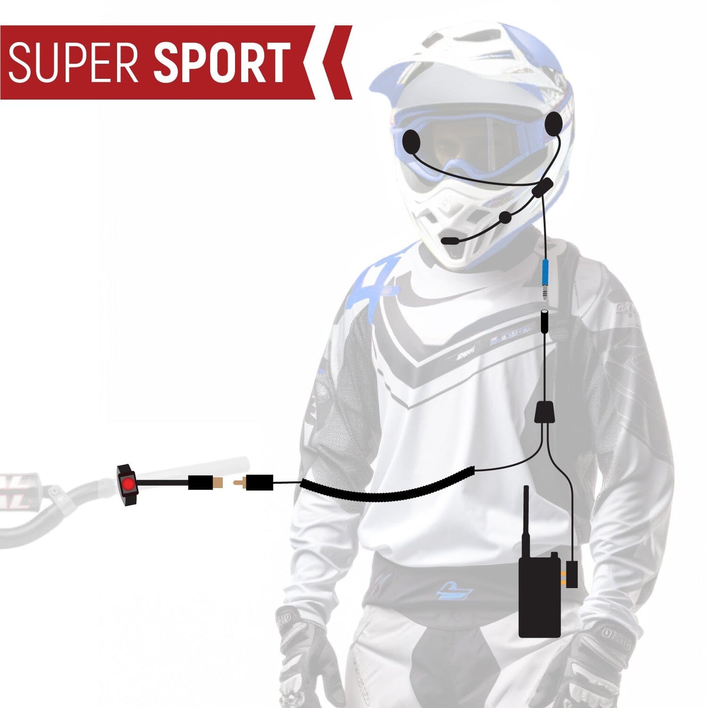 Rugged Radios SUPER SPORT Complete Motorcycle Communication Kit with Lightweight SPORT Cables