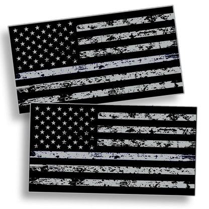 Black Ops Distressed American Flag Black & White Sticker